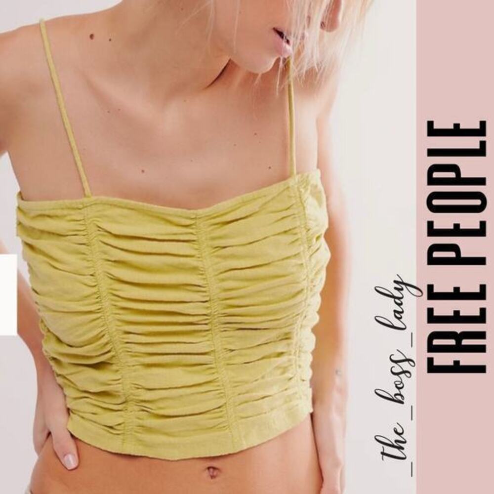 Free People top cropped ruched tank cotton boho